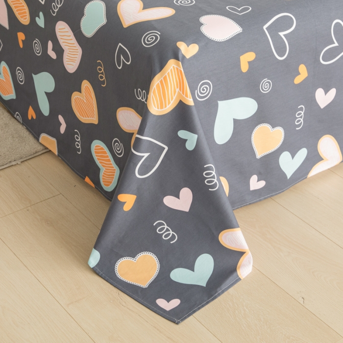 91家纺网 家纺一手货源 找家纺 首爱家纺 2025新款直播款13070纯棉斜纹床单全棉 爱意满满