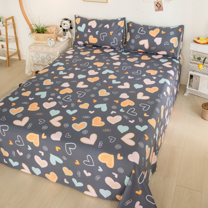 91家纺网 家纺一手货源 找家纺 首爱家纺 2025新款直播款13070纯棉斜纹床单全棉 爱意满满