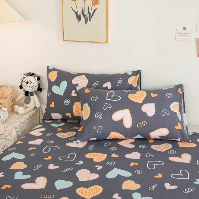 91家纺网 家纺一手货源 找家纺 首爱家纺 2025新款直播款13070纯棉斜纹床单全棉 爱意满满