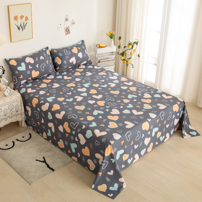 91家纺网 家纺一手货源 找家纺 首爱家纺 2025新款直播款13070纯棉斜纹床单全棉 爱意满满