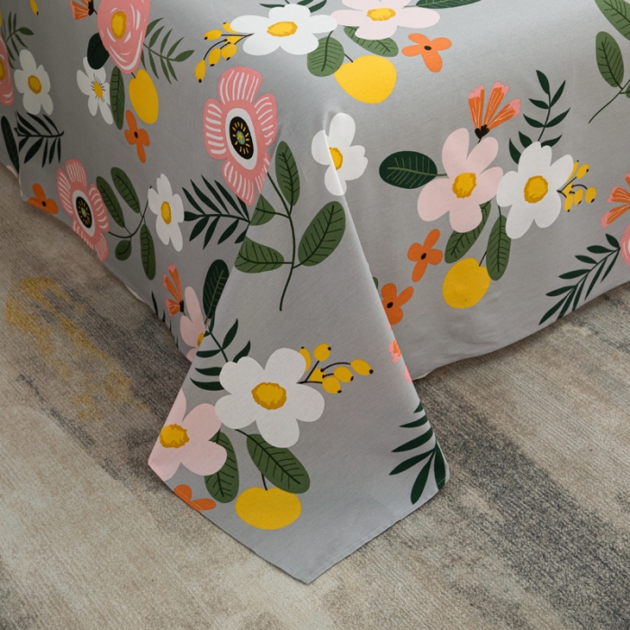 91家纺网 家纺一手货源 找家纺 首爱家纺 2025新款直播款13070纯棉斜纹床单全棉 百花绽放