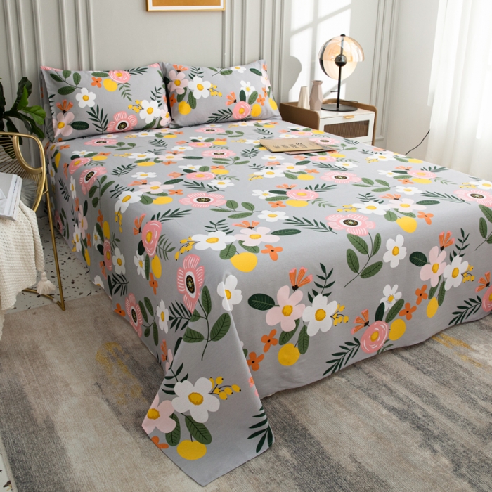 91家纺网 家纺一手货源 找家纺 首爱家纺 2025新款直播款13070纯棉斜纹床单全棉 百花绽放