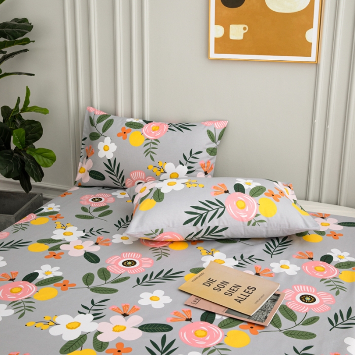 91家纺网 家纺一手货源 找家纺 首爱家纺 2025新款直播款13070纯棉斜纹床单全棉 百花绽放