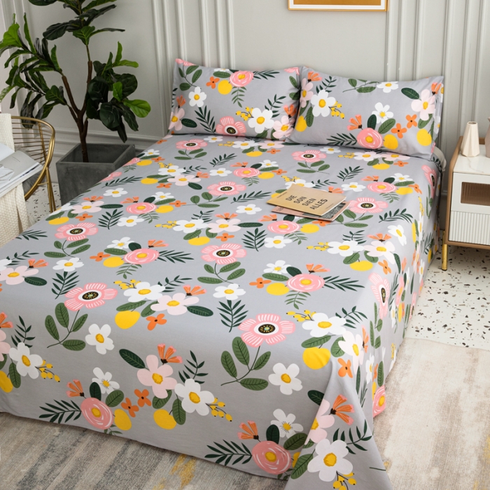 91家纺网 家纺一手货源 找家纺 首爱家纺 2025新款直播款13070纯棉斜纹床单全棉 百花绽放