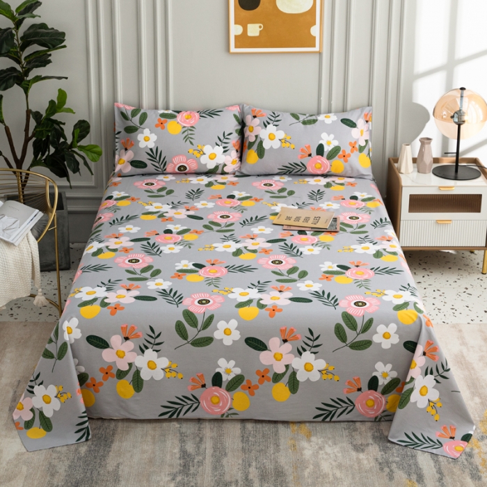 91家纺网 家纺一手货源 找家纺 首爱家纺 2025新款直播款13070纯棉斜纹床单全棉 百花绽放