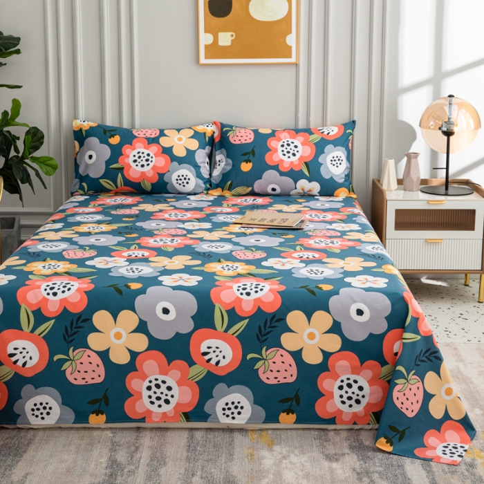 91家纺网 家纺一手货源 找家纺 首爱家纺 2025新款直播款13070纯棉斜纹床单全棉 花样年华