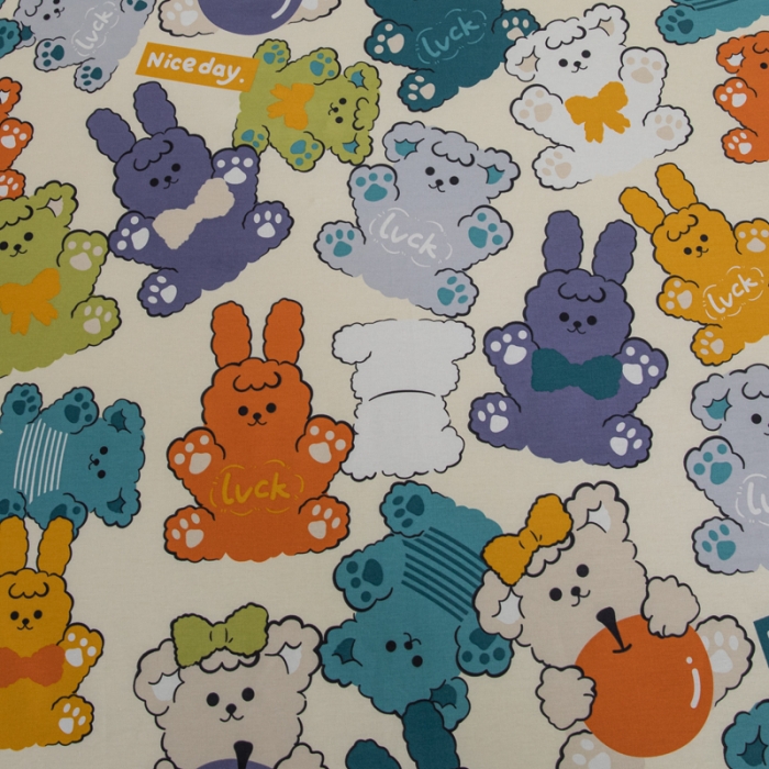 91家纺网 家纺一手货源 找家纺 首爱家纺 2025新款直播款13070纯棉斜纹床单全棉 可爱熊