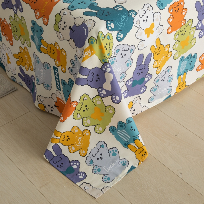 91家纺网 家纺一手货源 找家纺 首爱家纺 2025新款直播款13070纯棉斜纹床单全棉 可爱熊