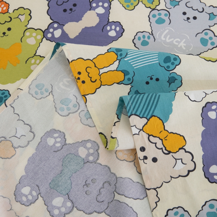 91家纺网 家纺一手货源 找家纺 首爱家纺 2025新款直播款13070纯棉斜纹床单全棉 可爱熊