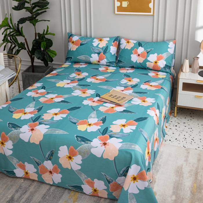 91家纺网 家纺一手货源 找家纺 首爱家纺 2025新款直播款13070纯棉斜纹床单全棉 温馨花园