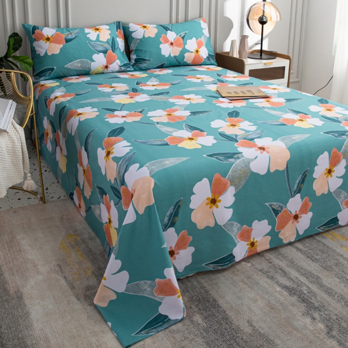 91家纺网 家纺一手货源 找家纺 首爱家纺 2025新款直播款13070纯棉斜纹床单全棉 温馨花园