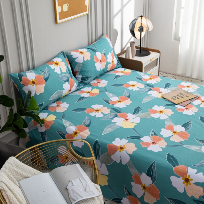 91家纺网 家纺一手货源 找家纺 首爱家纺 2025新款直播款13070纯棉斜纹床单全棉 温馨花园