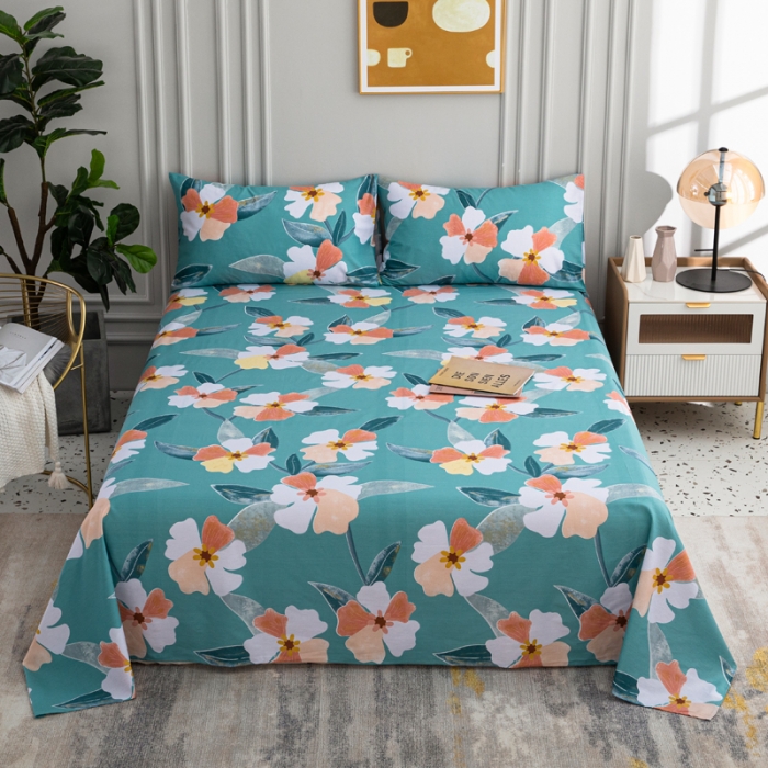 91家纺网 家纺一手货源 找家纺 首爱家纺 2025新款直播款13070纯棉斜纹床单全棉 温馨花园