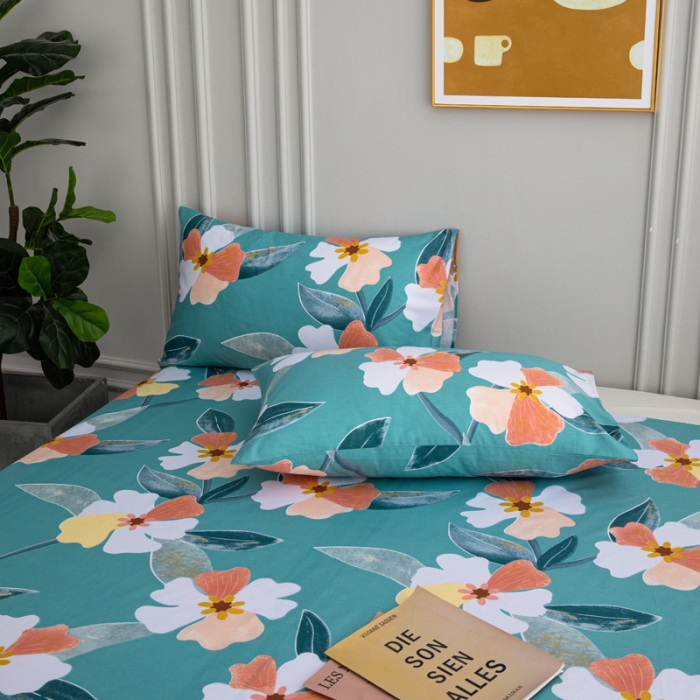 91家纺网 家纺一手货源 找家纺 首爱家纺 2025新款直播款13070纯棉斜纹床单全棉 温馨花园