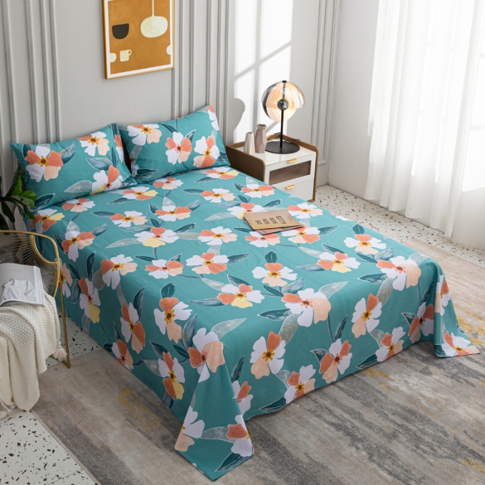 91家纺网 家纺一手货源 找家纺 首爱家纺 2025新款直播款13070纯棉斜纹床单全棉 温馨花园