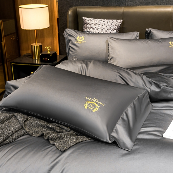 91家纺网 家纺一手货源 找家纺 蓝巢家纺 2022新款60支长绒棉四件套 皇家-高级灰