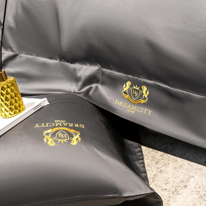 91家纺网 家纺一手货源 找家纺 蓝巢家纺 2022新款60支长绒棉四件套 皇家-高级灰