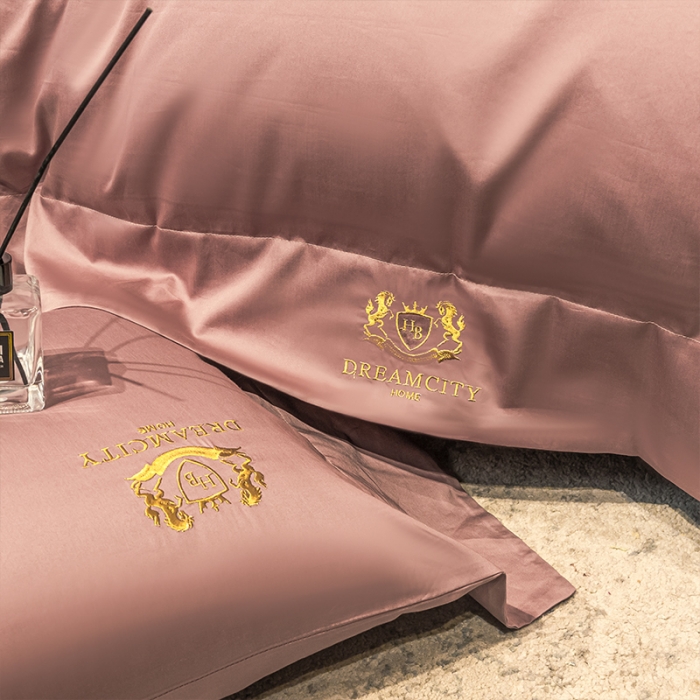 91家纺网 家纺一手货源 找家纺 蓝巢家纺 2022新款60支长绒棉四件套皇家-深豆沙