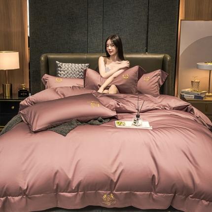 蓝巢家纺 2022新款60支长绒棉四件套皇家-深豆沙