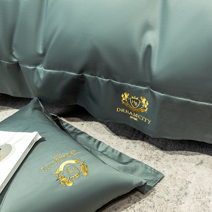 91家纺网 家纺一手货源 找家纺 蓝巢家纺 2022新款60支长绒棉四件套 皇家-雾青