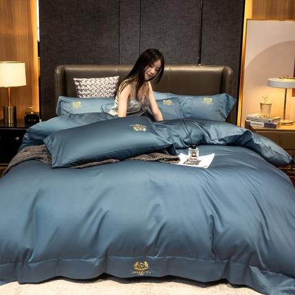 蓝巢家纺 2022新款60支长绒棉四件套 皇家-月影蓝
