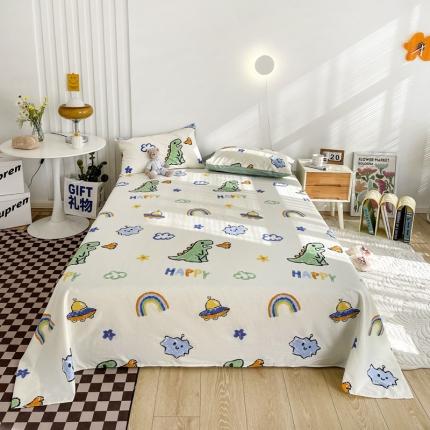 91家纺网 家纺一手货源 找家纺 名兮家居 2022新款全棉印花床单 恐龙游记