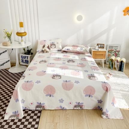 91家纺网 家纺一手货源 找家纺 名兮家居 2022新款全棉印花床单 蜜桃女孩