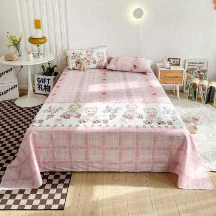 91家纺网 家纺一手货源 找家纺 名兮家居 2022新款全棉印花床单 园丁小熊