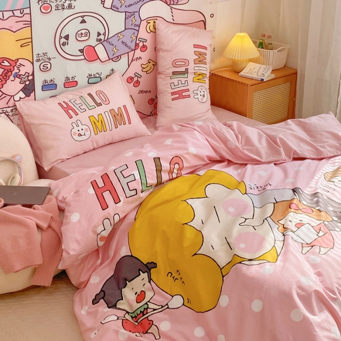 91家纺网 家纺一手货源 找家纺 窝米 2022新款春季13372大版卡通全棉系列 hellomimi