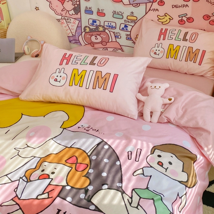 91家纺网 家纺一手货源 找家纺 窝米 2022新款春季13372大版卡通全棉系列 hellomimi