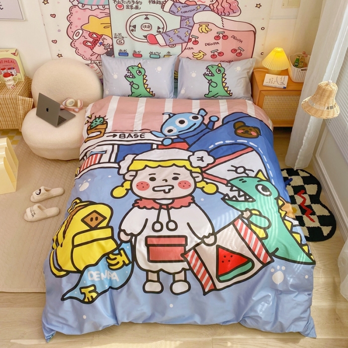 91家纺网 家纺一手货源 找家纺 窝米 2022新款春季13372大版卡通全棉系列 安琪拉