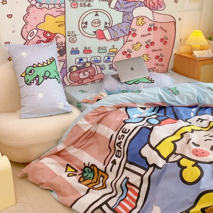 91家纺网 家纺一手货源 找家纺 窝米 2022新款春季13372大版卡通全棉系列 安琪拉