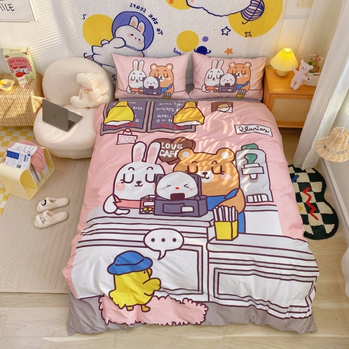 91家纺网 家纺一手货源 找家纺 窝米 2022新款春季13372大版卡通全棉系列 蛋糕物语