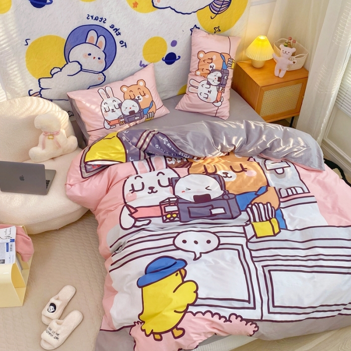 91家纺网 家纺一手货源 找家纺 窝米 2022新款春季13372大版卡通全棉系列 蛋糕物语