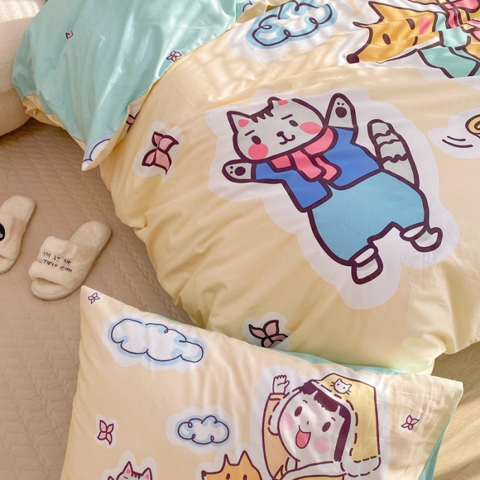 91家纺网 家纺一手货源 找家纺 窝米 2022新款春季13372大版卡通全棉系列 桃太郎日记