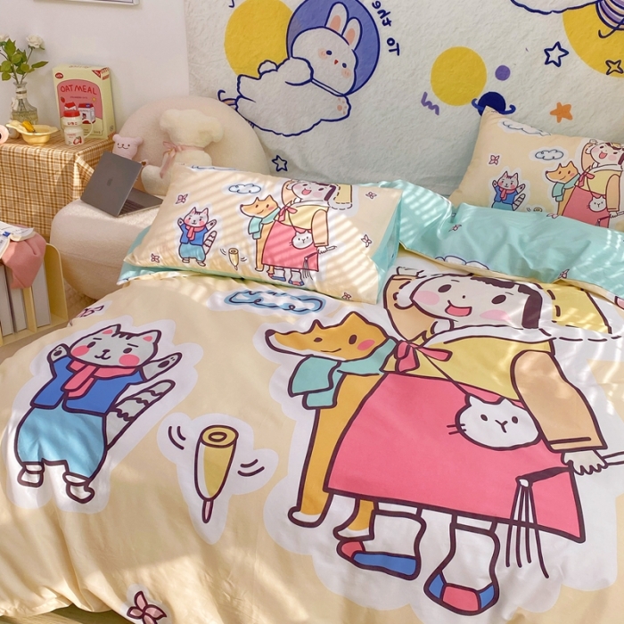 91家纺网 家纺一手货源 找家纺 窝米 2022新款春季13372大版卡通全棉系列 桃太郎日记