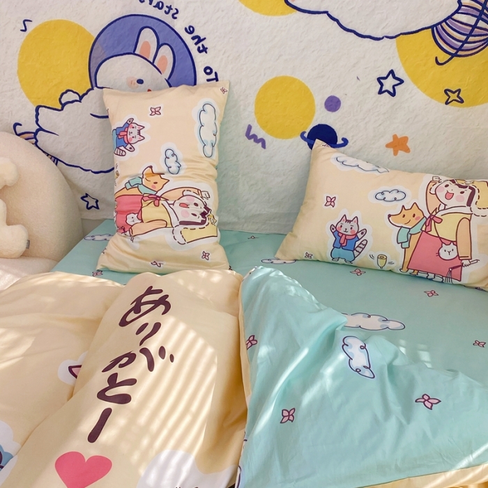 91家纺网 家纺一手货源 找家纺 窝米 2022新款春季13372大版卡通全棉系列 桃太郎日记