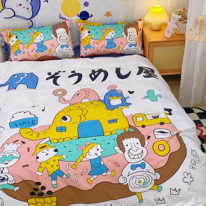 91家纺网 家纺一手货源 找家纺 窝米 2022新款春季13372大版卡通全棉系列 甜甜圈