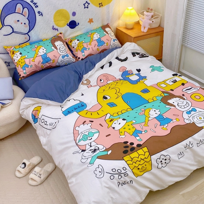 91家纺网 家纺一手货源 找家纺 窝米 2022新款春季13372大版卡通全棉系列 甜甜圈