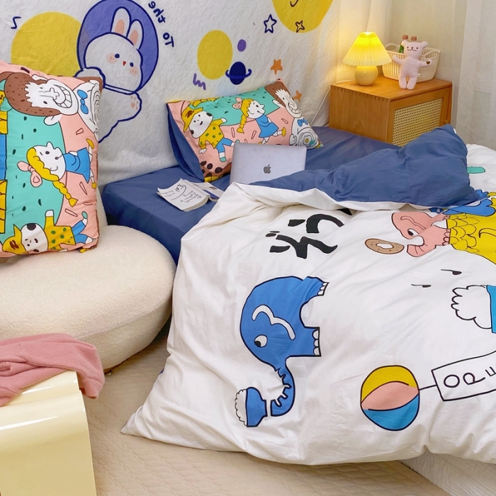 91家纺网 家纺一手货源 找家纺 窝米 2022新款春季13372大版卡通全棉系列 甜甜圈