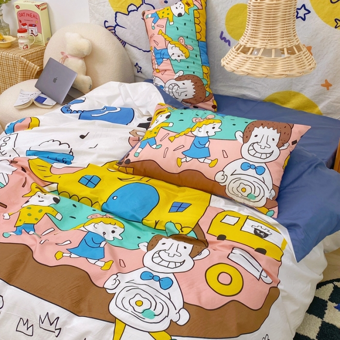 91家纺网 家纺一手货源 找家纺 窝米 2022新款春季13372大版卡通全棉系列 甜甜圈