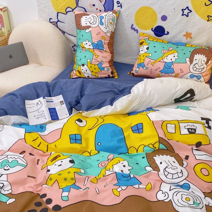 91家纺网 家纺一手货源 找家纺 窝米 2022新款春季13372大版卡通全棉系列 甜甜圈