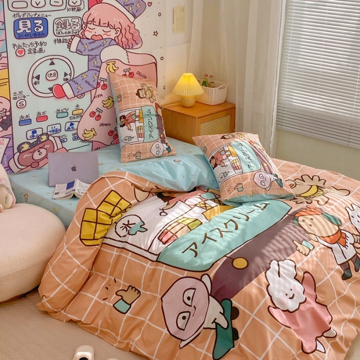 91家纺网 家纺一手货源 找家纺 窝米 2022新款春季13372大版卡通全棉系列 雪糕量贩屋