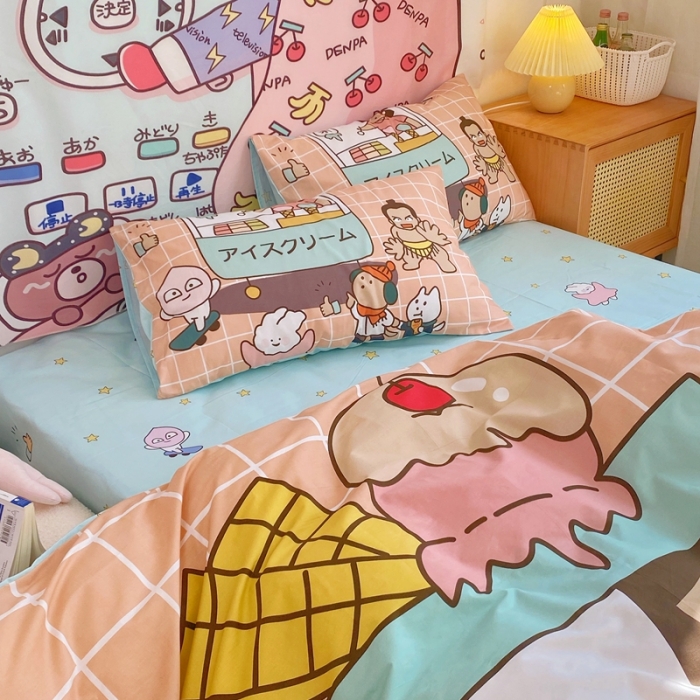 91家纺网 家纺一手货源 找家纺 窝米 2022新款春季13372大版卡通全棉系列 雪糕量贩屋