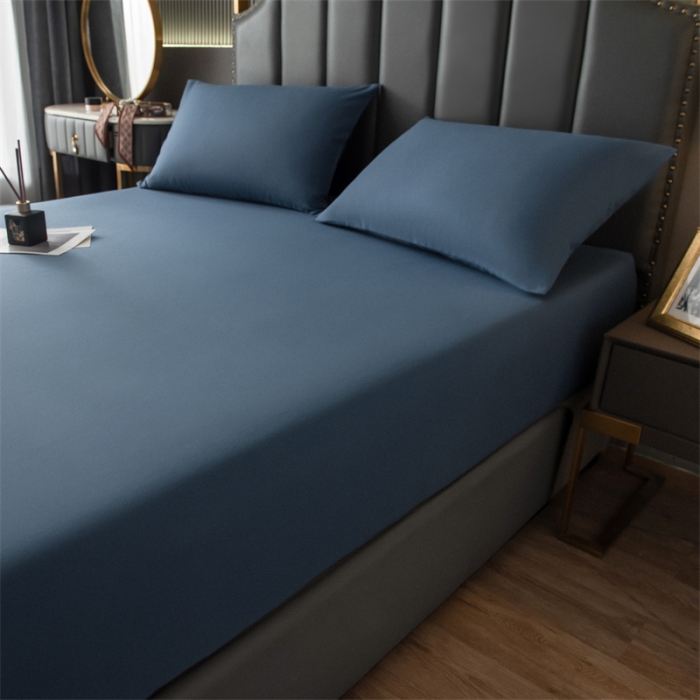 91家纺网 家纺一手货源 找家纺 雯豆 2022新款单层防水磨毛床笠 黛蓝-防水款