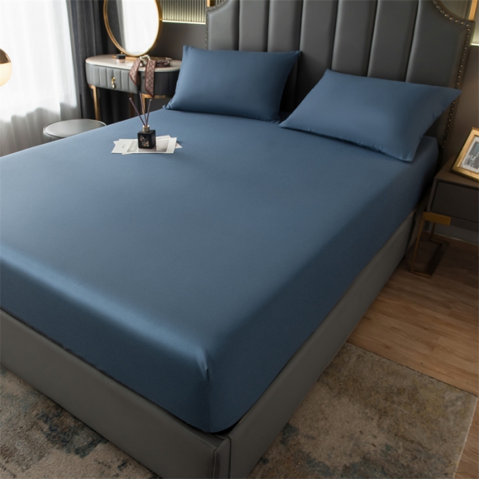 91家纺网 家纺一手货源 找家纺 雯豆 2022新款单层防水磨毛床笠 黛蓝-防水款