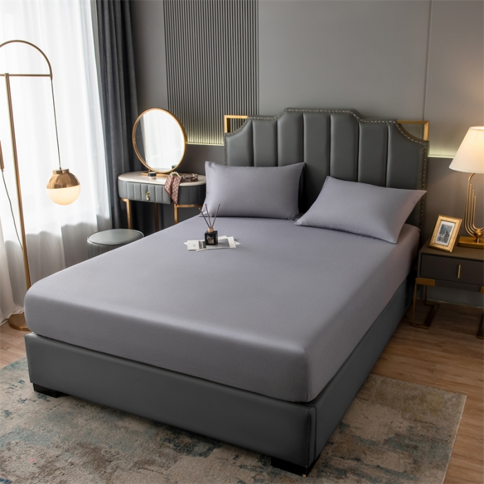 91家纺网 家纺一手货源 找家纺 雯豆 2022新款单层防水磨毛床笠 绅士灰-防水款