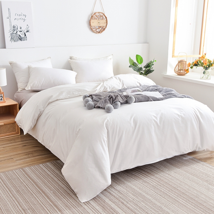 91家纺网 家纺一手货源 找家纺 极梦家纺（支持定制） 2025新款喷气40s全棉纯色单品被套 白色
