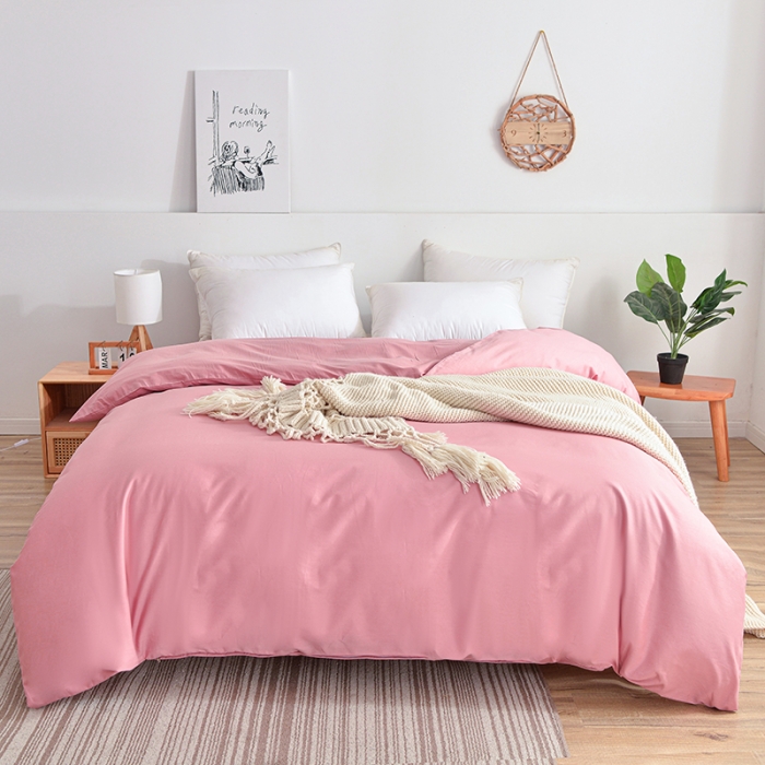 91家纺网 家纺一手货源 找家纺 极梦家纺（支持定制） 2025新款喷气40s全棉纯色单品被套 豆沙色