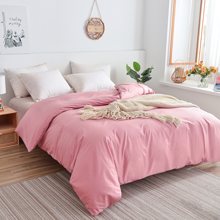 91家纺网 家纺一手货源 找家纺 极梦家纺（支持定制） 2025新款喷气40s全棉纯色单品被套 豆沙色